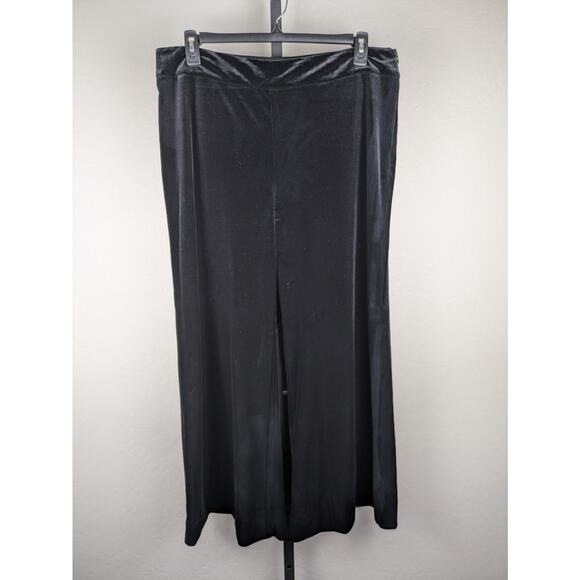 Oscar by Oscar De La Renta size 16 black velvet wide leg pants side zip - Picture 1 of 6